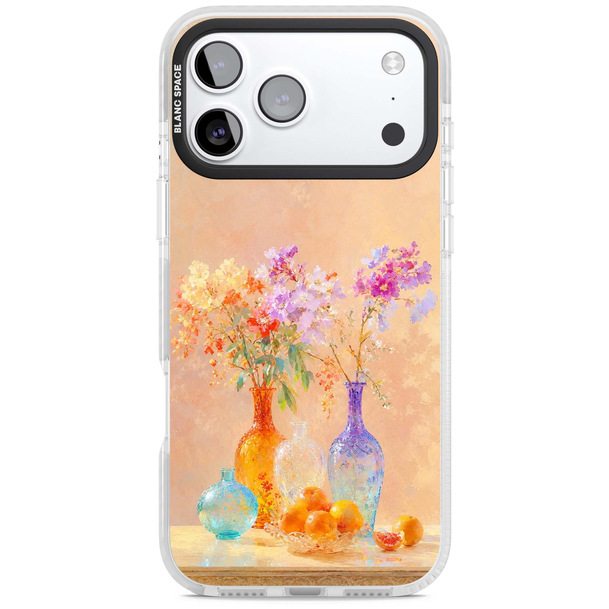 Peach Glass art iPhone case | Black Impact case for iPhone 17 Pro, iPhone 17 Pro Max