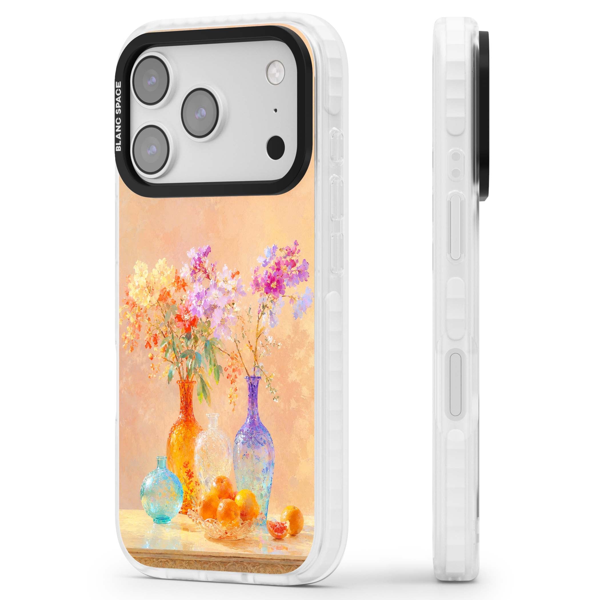 Peach Glass art iPhone case | Black Impact case for iPhone 17 Pro, iPhone 17 Pro Max