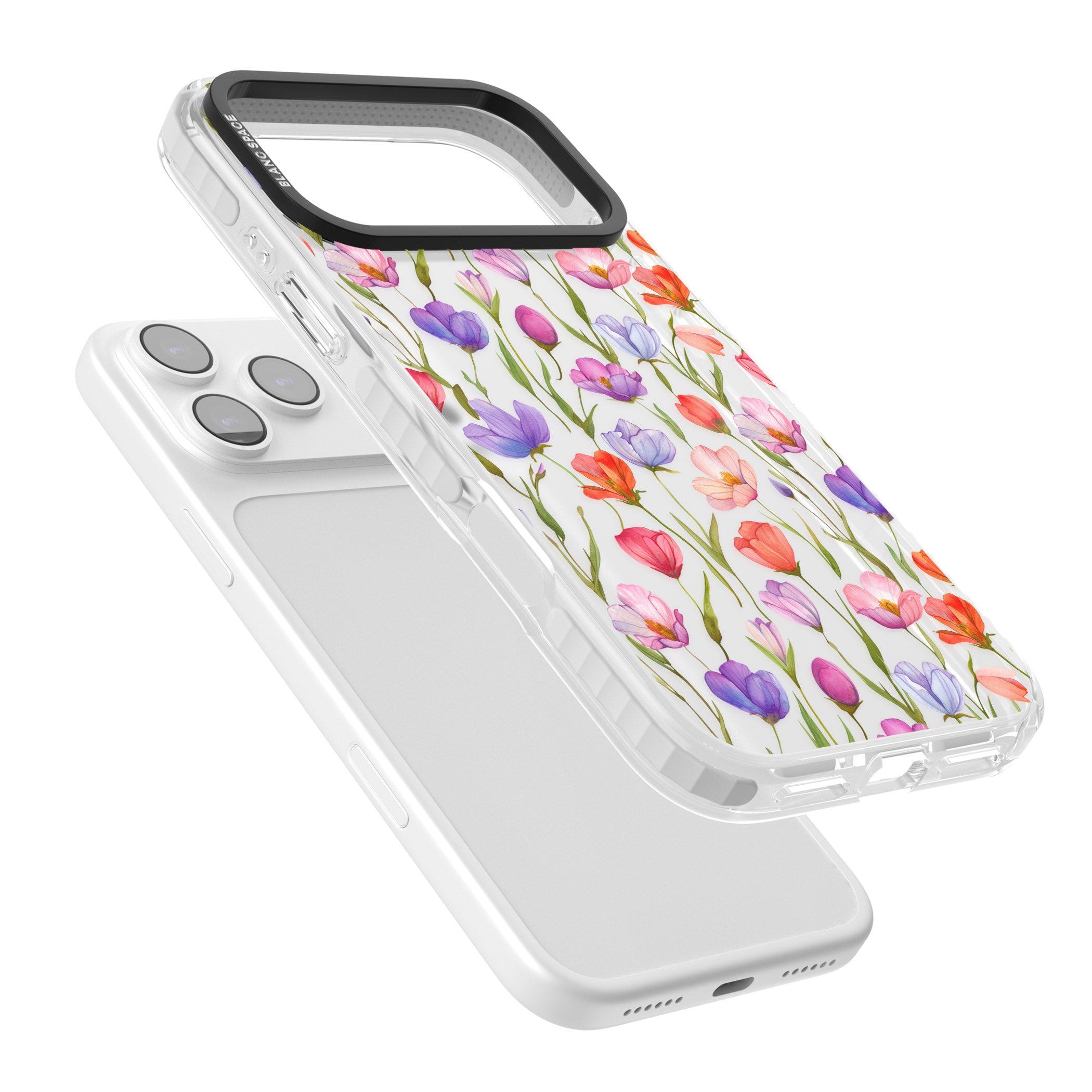 Red, Pink & Purple Flowers iPhone 17 Pro Max Impact Clear Phone Case Colours