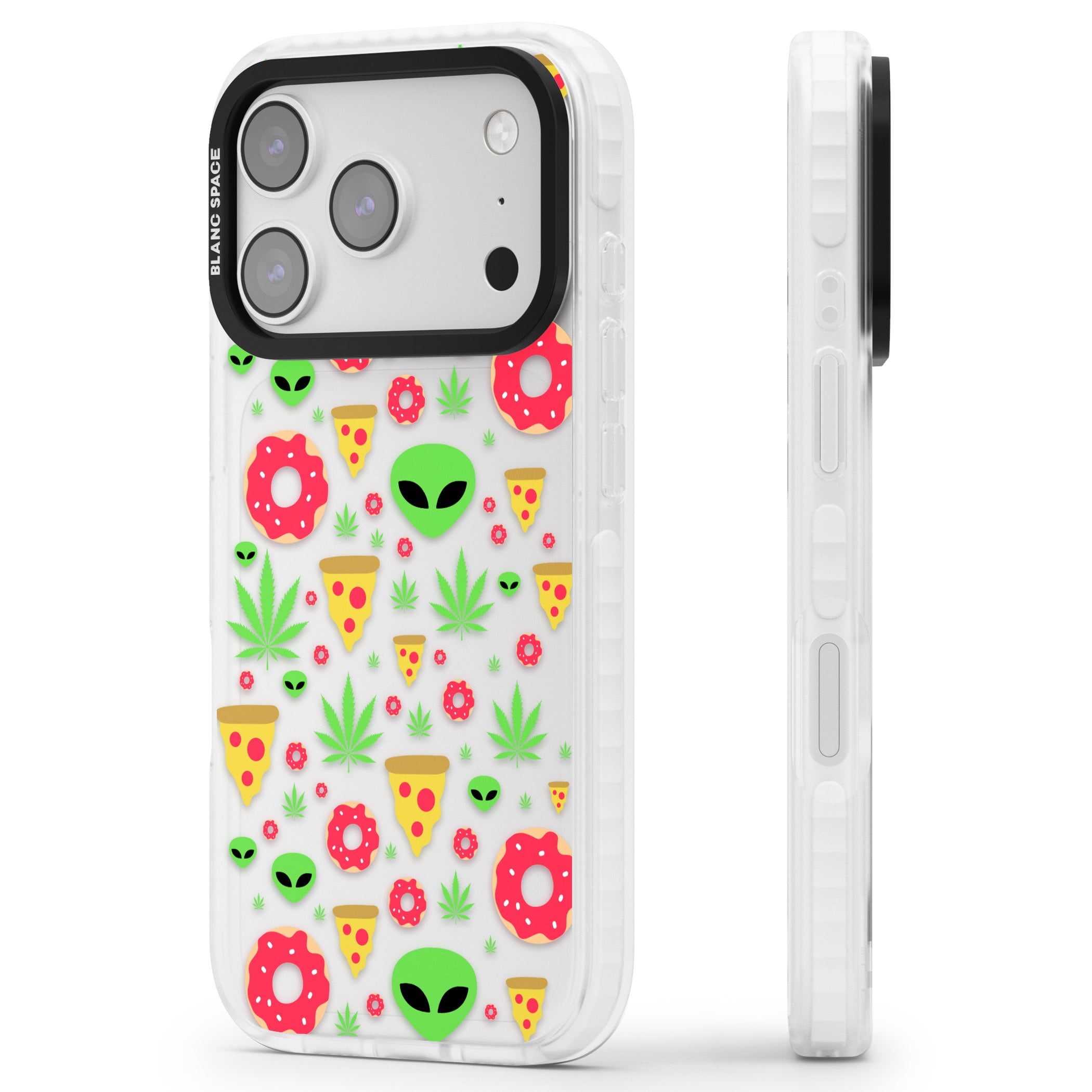 Martians & Munchies iPhone 17 Pro Max Impact Clear Phone Case Side Profile