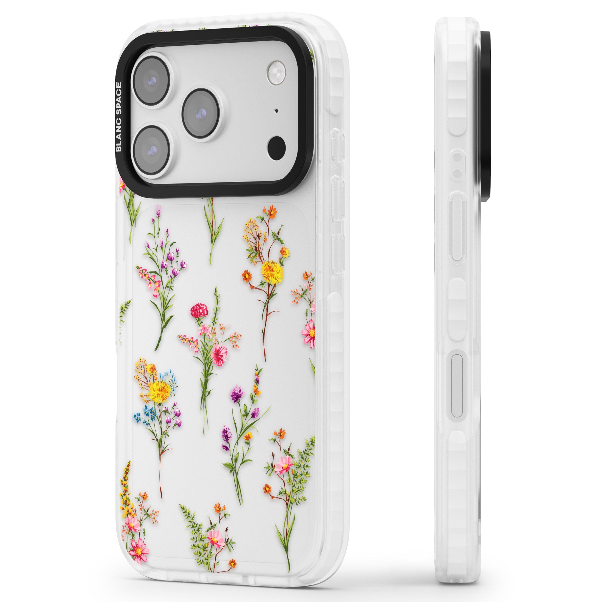 Picked Wildflowers iPhone 17 Pro Max Impact Clear Phone Case Side Profile