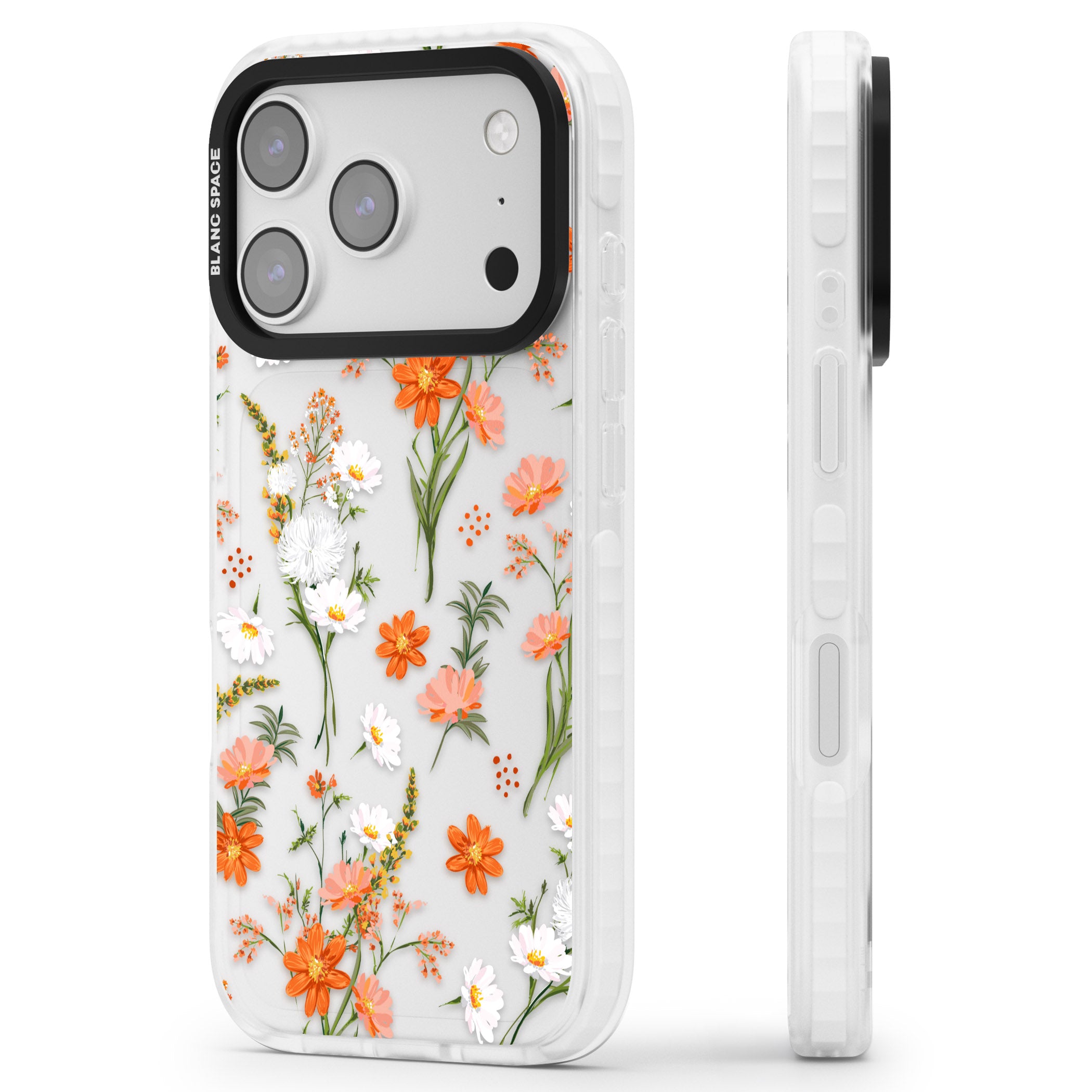 Sunset Wildflowers iPhone 17 Pro Max Impact Clear Phone Case Side Profile