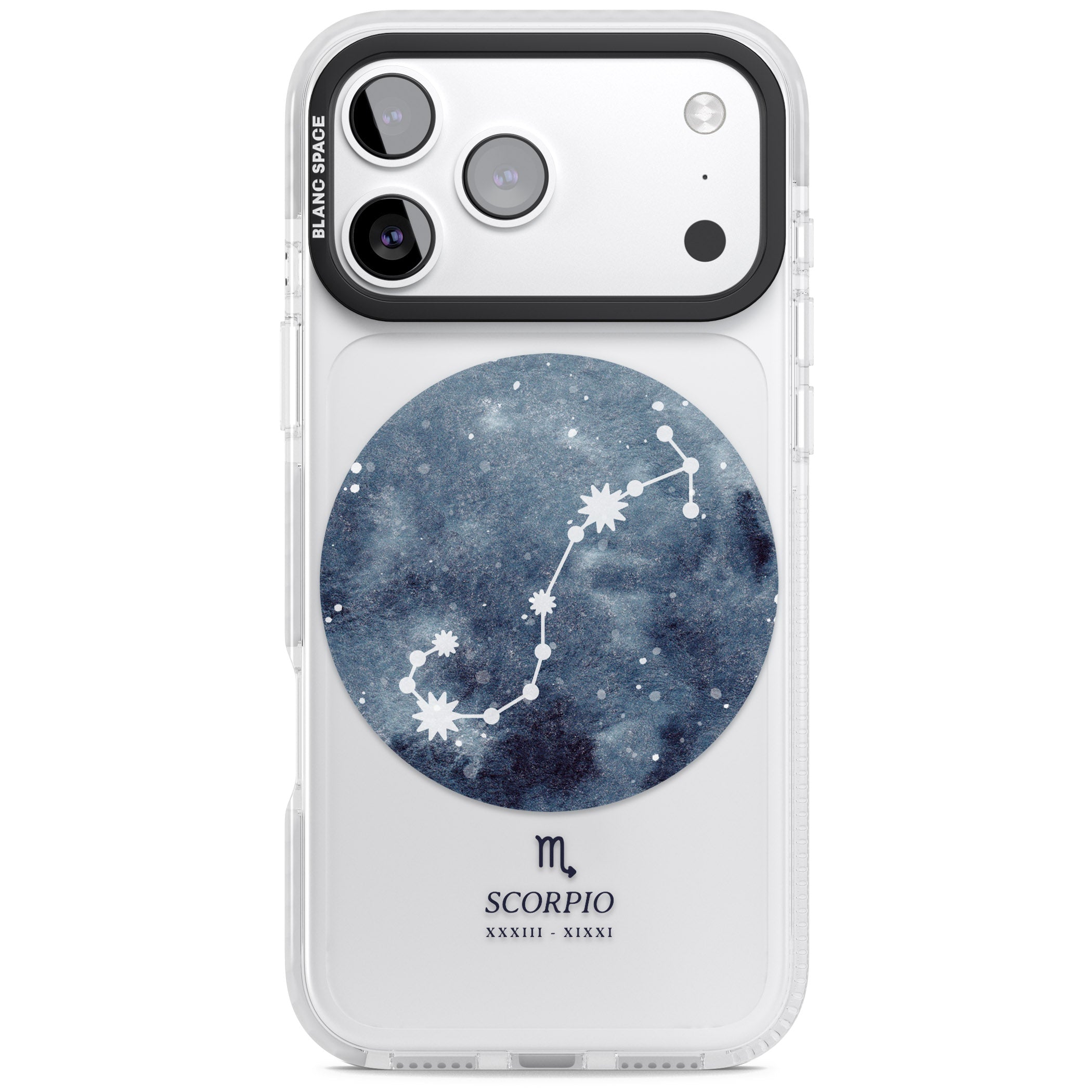 Scorpio Zodiac Blue iPhone 17 Pro Max Impact Clear Phone Case