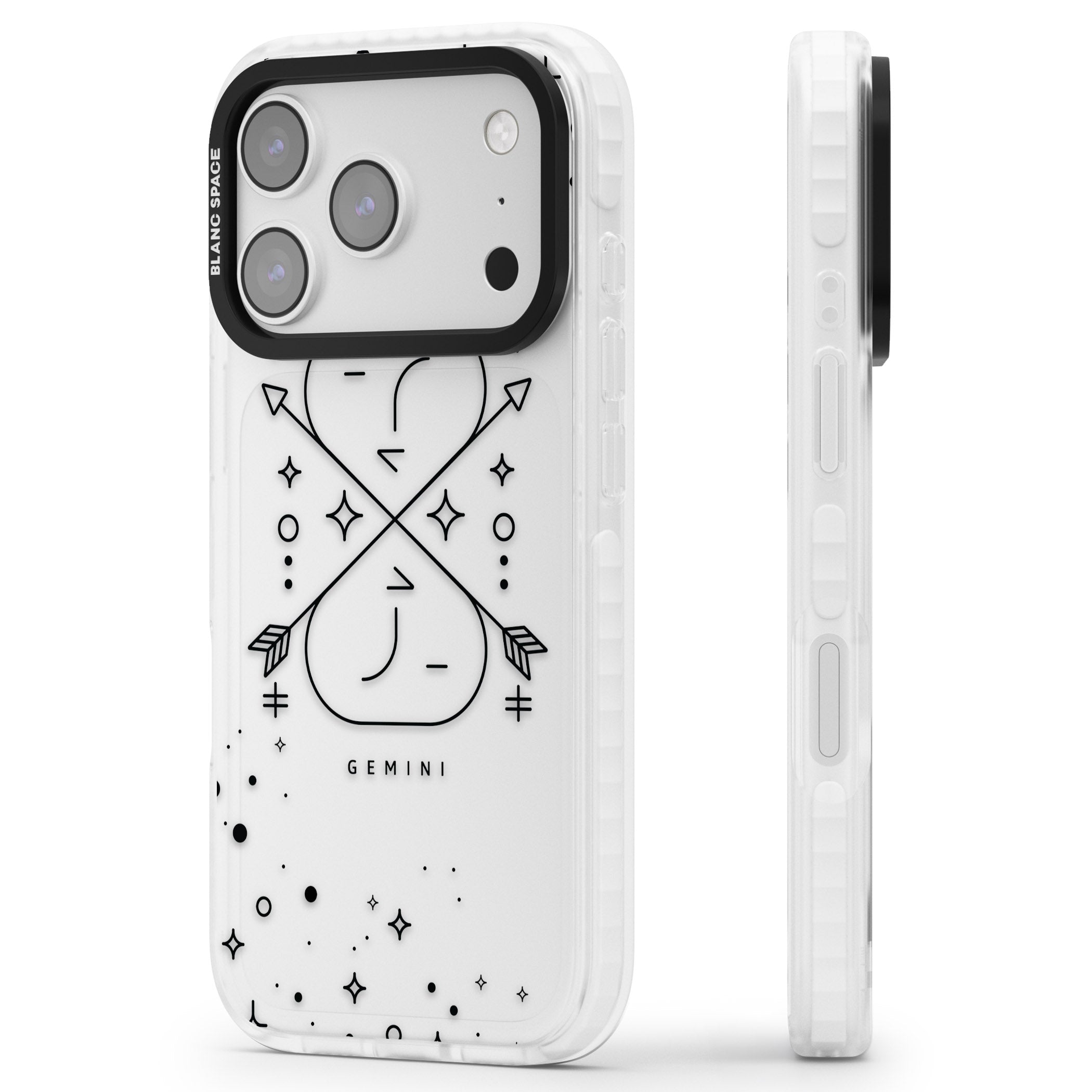 Gemini Zodiac iPhone 17 Pro Max Impact Clear Phone Case Side Profile
