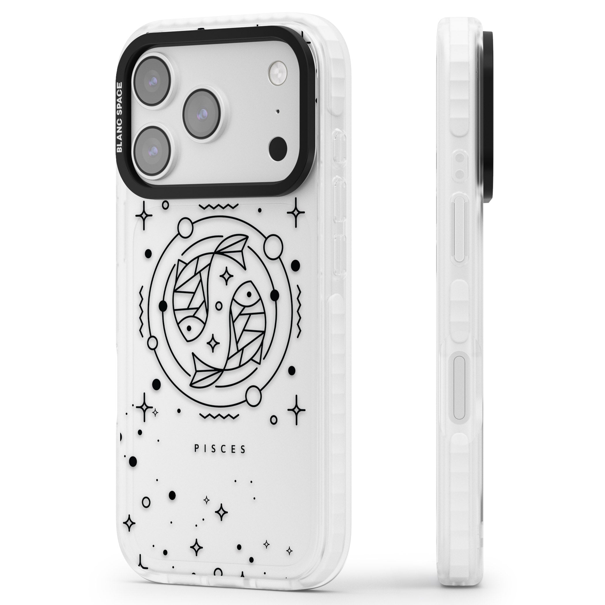Pisces Emblem Transparent iPhone 17 Pro Max Impact Clear Phone Case Side Profile