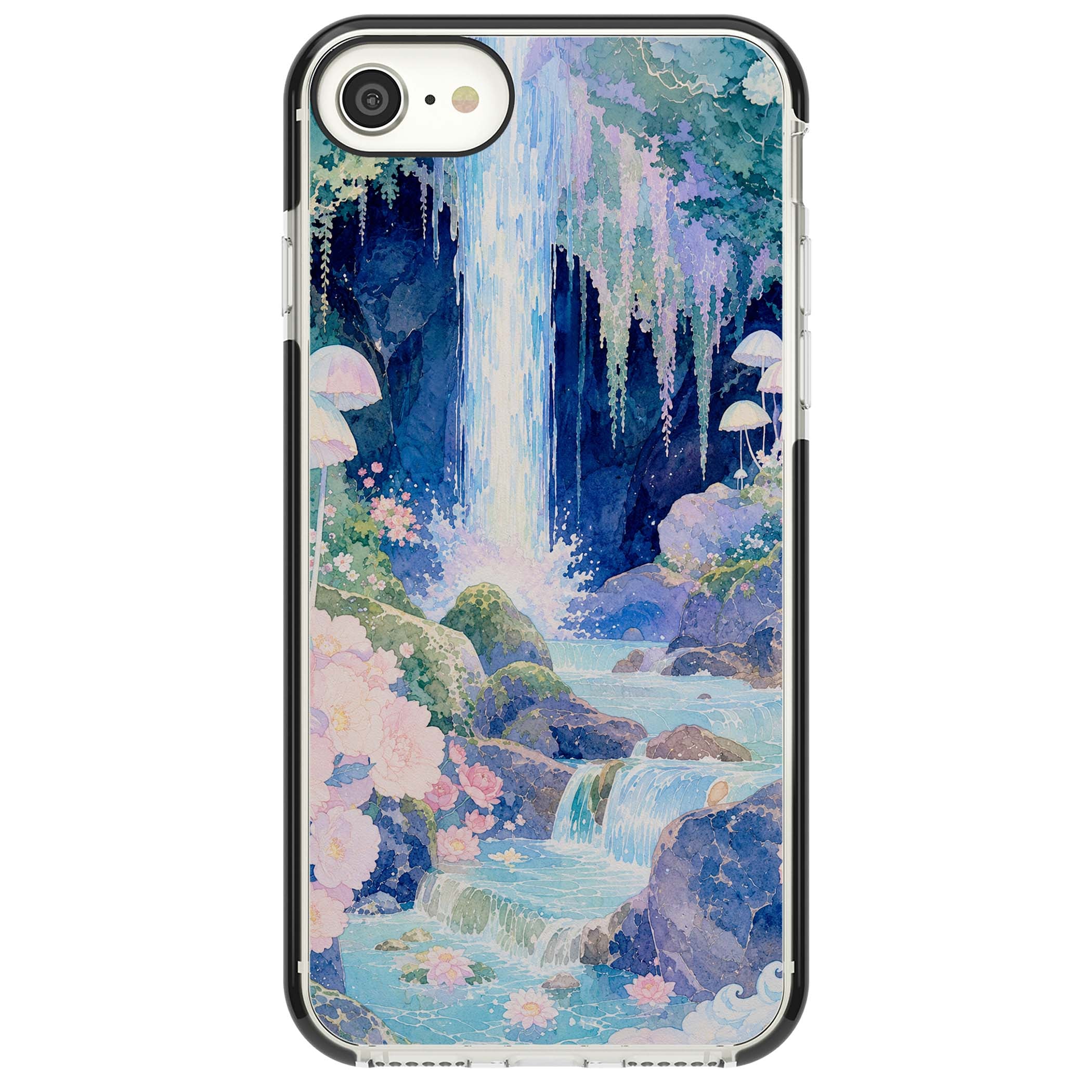 Mystic Waterfall art iPhone case | Black Impact case for iPhone SE