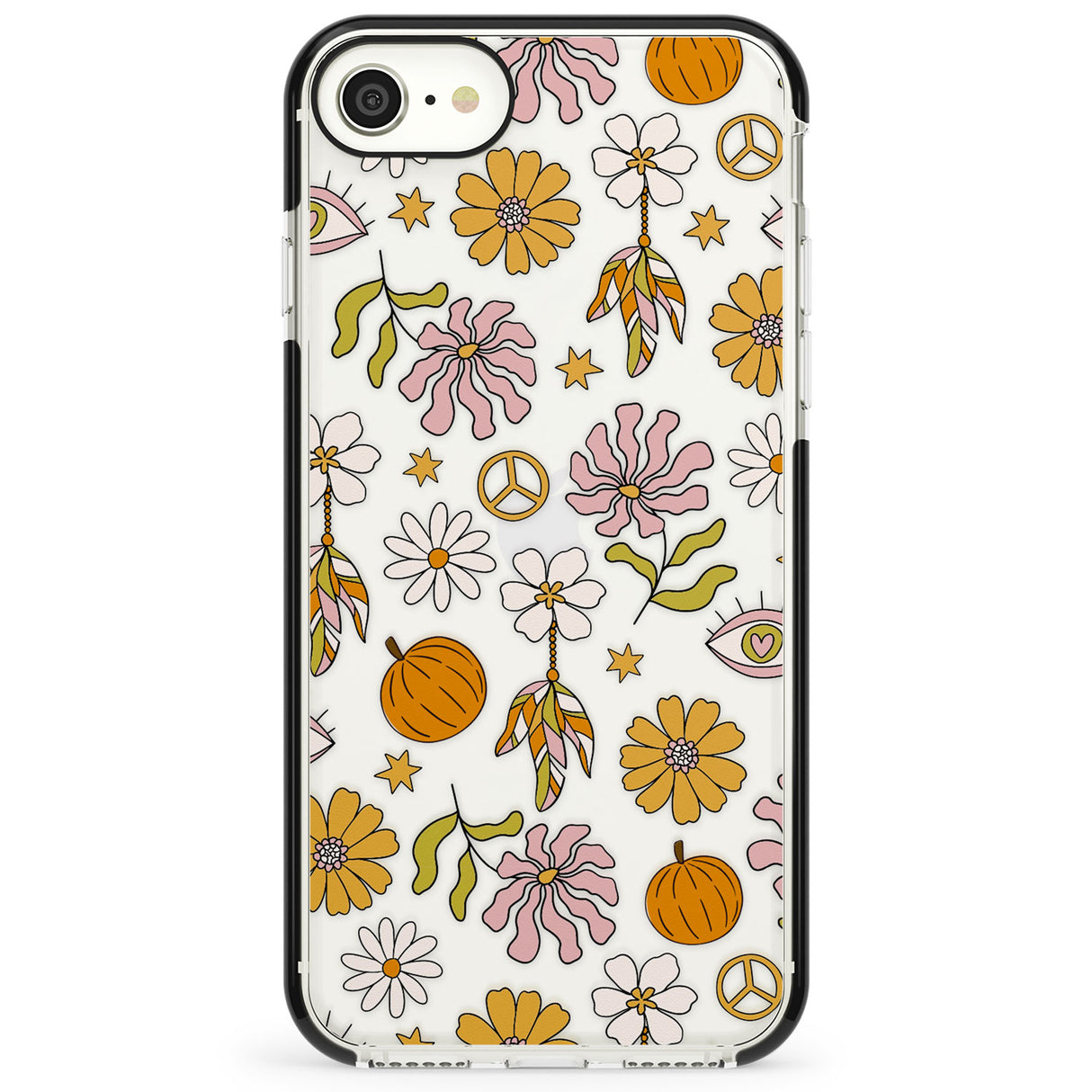 Retro Boho Fall Floral Impact Phone Case for iPhone SE