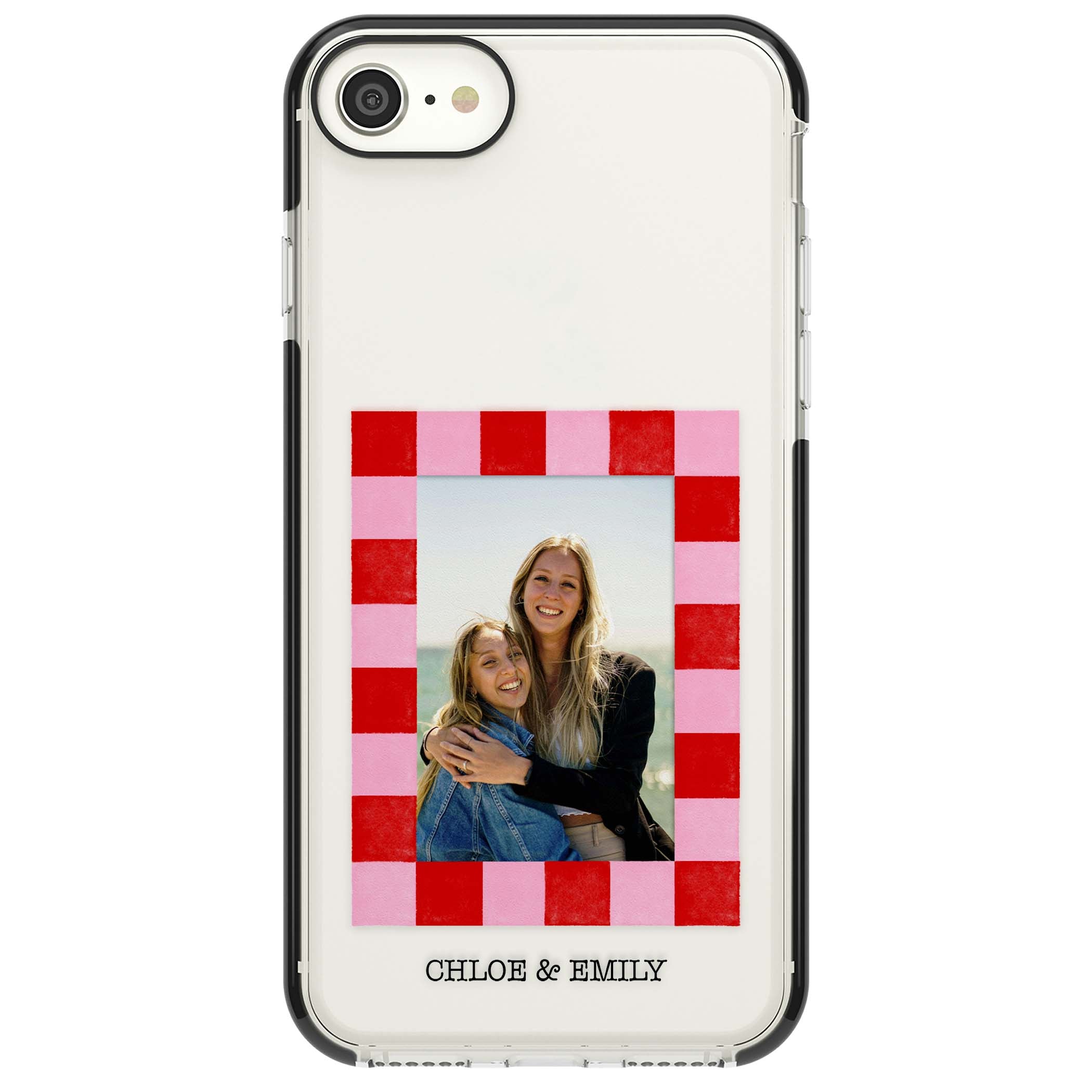 Bubblegum Check Photo for her iPhone case | Black Impact case for iPhone SE