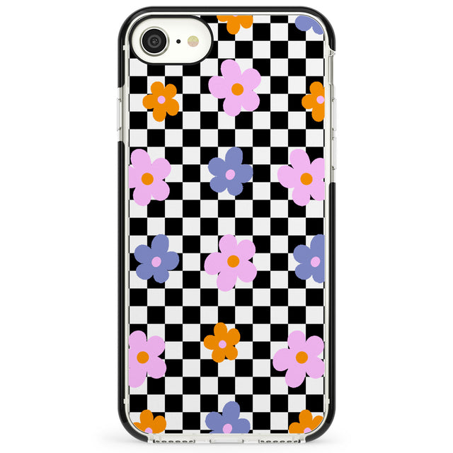 Checkered Blossom Impact Phone Case for iPhone SE