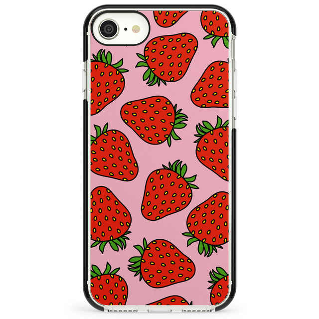 Strawberry Pattern (Pink) Impact Phone Case for iPhone SE