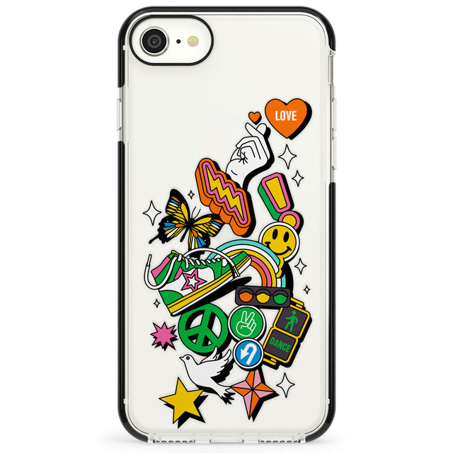 Nostalgic Sticker Collage Impact Phone Case for iPhone SE