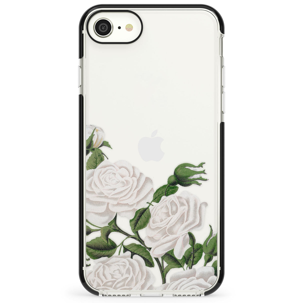 White Vintage Painted Flowers Impact Phone Case for iPhone SE