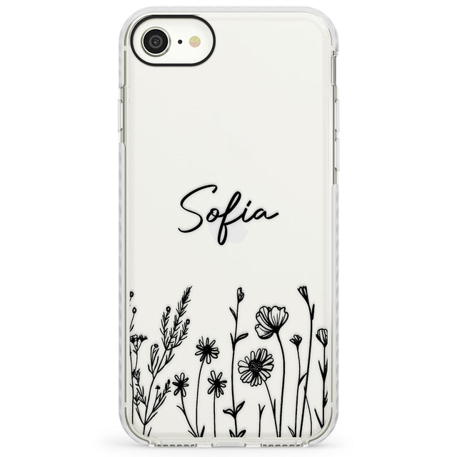 Personalised Black WildflowersImpact Phone Case for iPhone SE