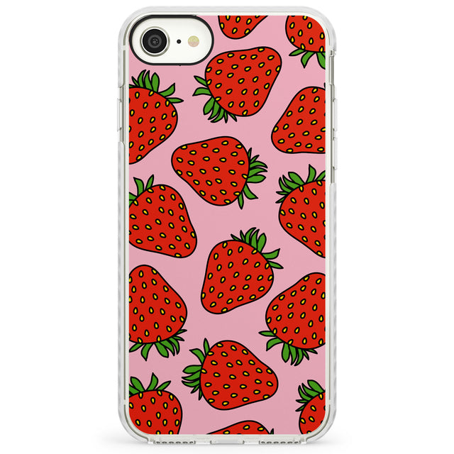 Strawberry Pattern (Pink)Impact Phone Case for iPhone SE