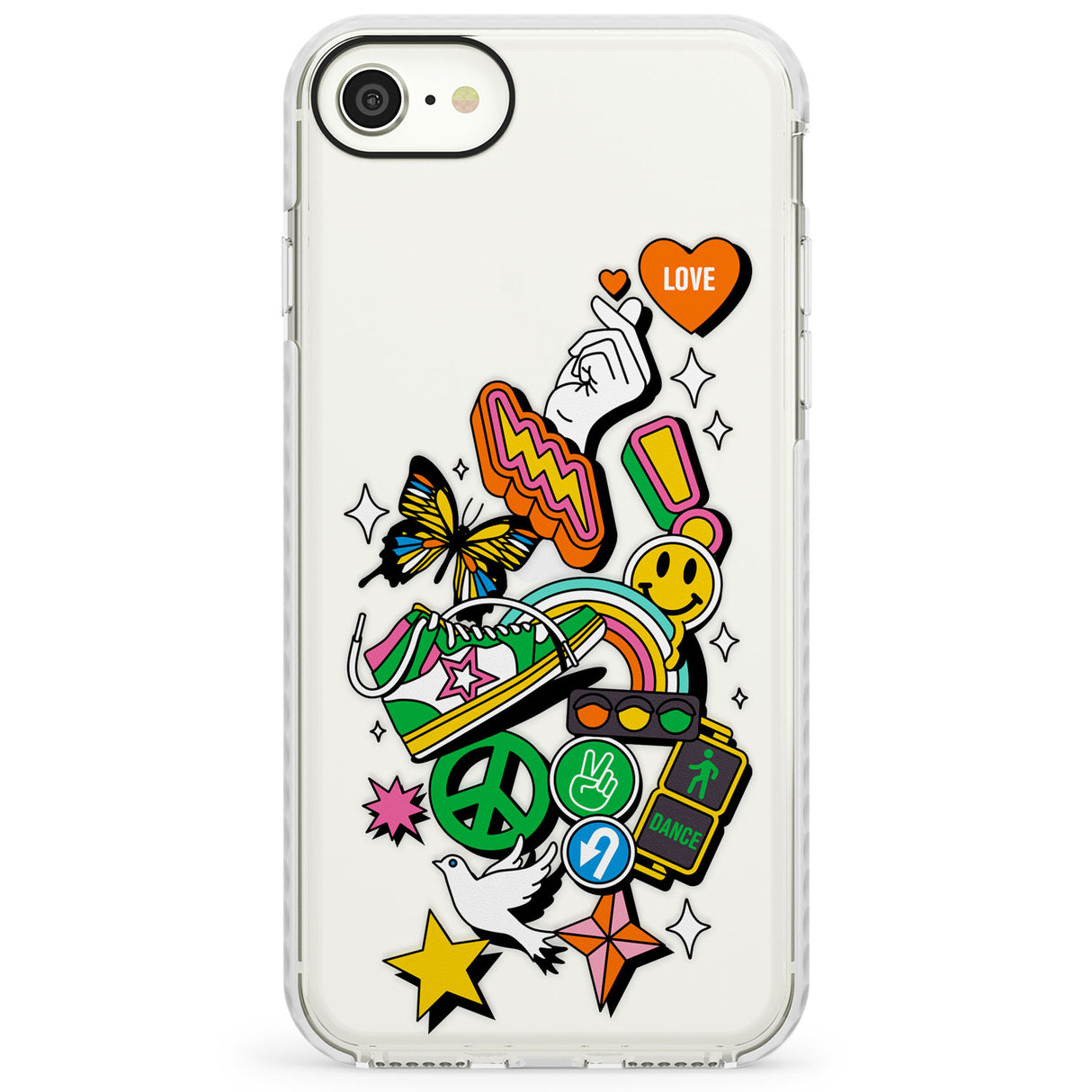 Nostalgic Sticker CollageImpact Phone Case for iPhone SE