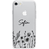 Personalised Black Wildflowers Phone Case for iPhone SE 2020, iPhone SE 2022