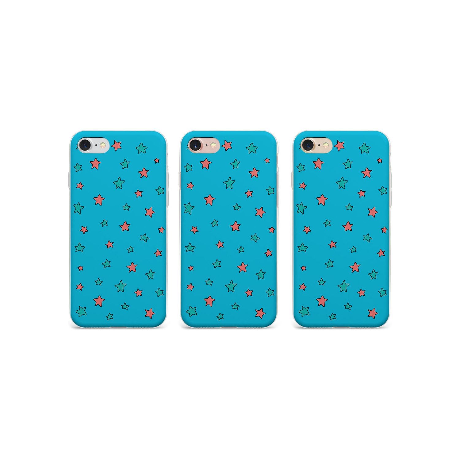 Blue Heartstopper Stars Pattern Phone Case for iPhone SE
