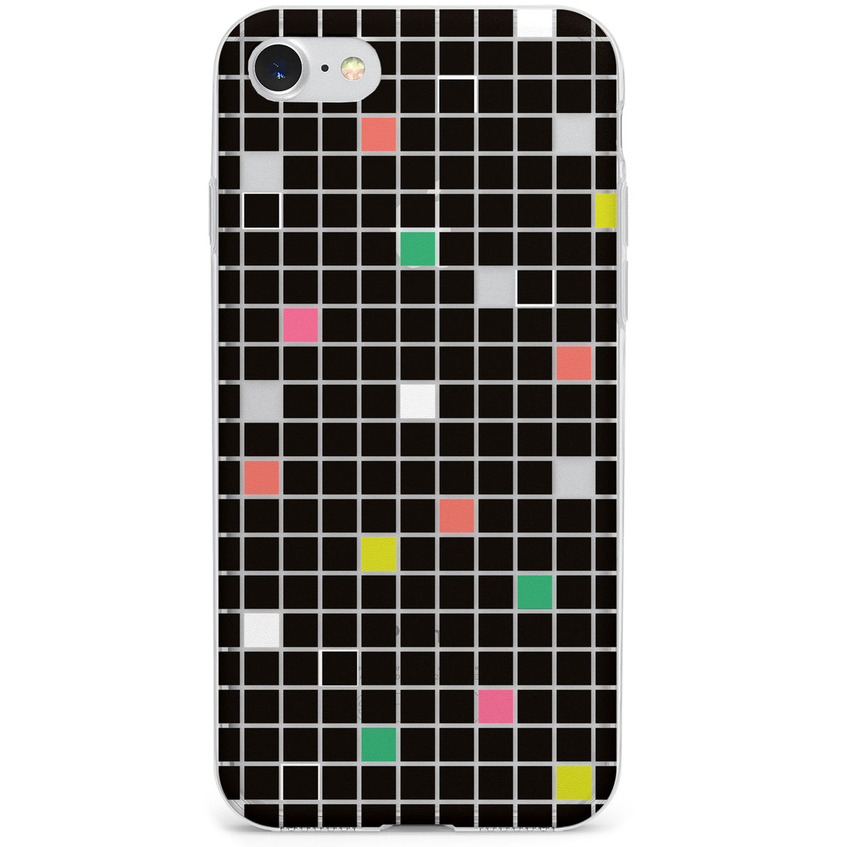 Vibrant Black Geometric Grid Phone Case for iPhone SE 2020, iPhone SE 2022