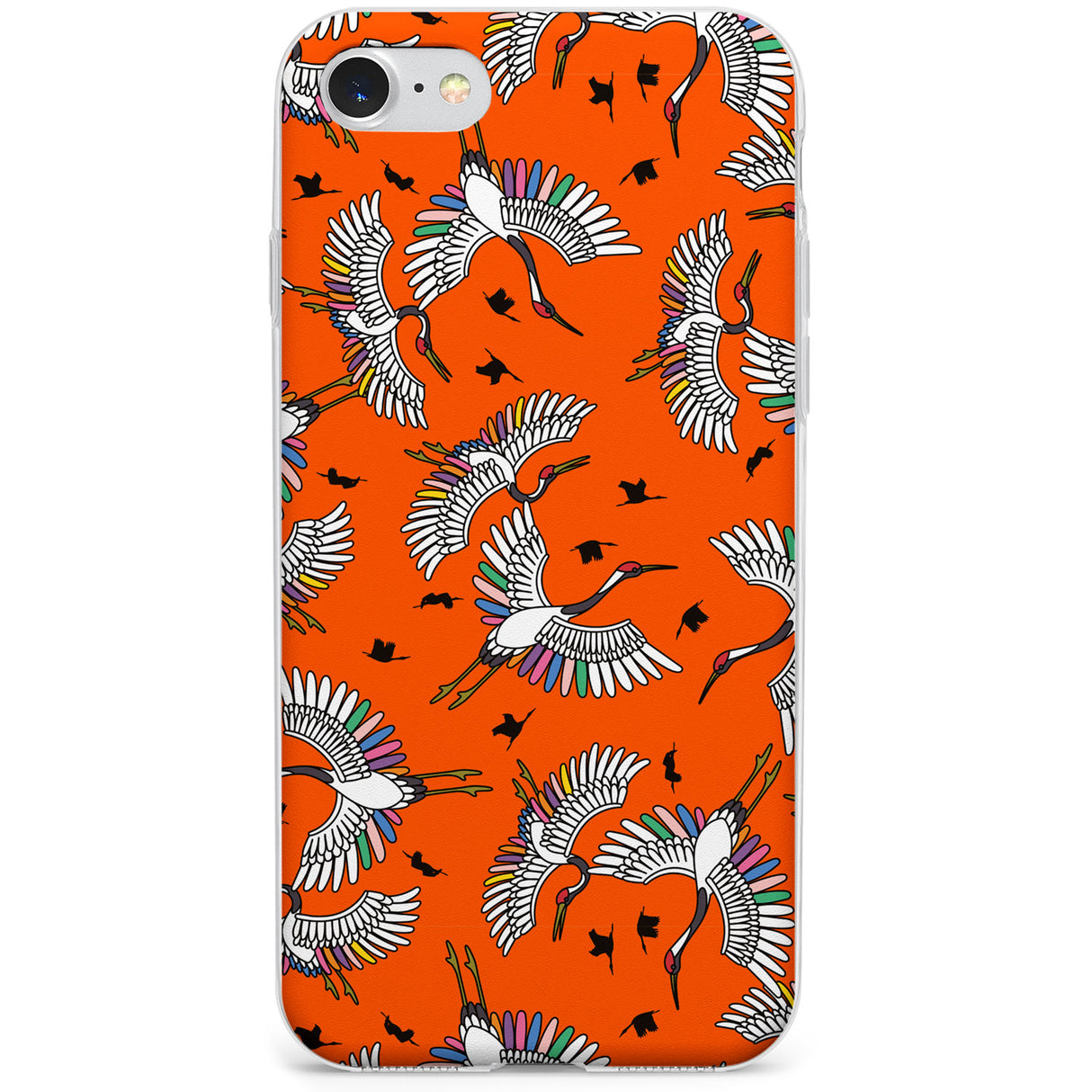 Colourful Crane Pattern (Orange) Phone Case for iPhone SE 2020, iPhone SE 2022