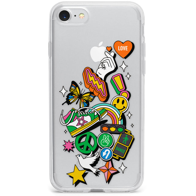 Nostalgic Sticker Collage Phone Case for iPhone SE 2020, iPhone SE 2022