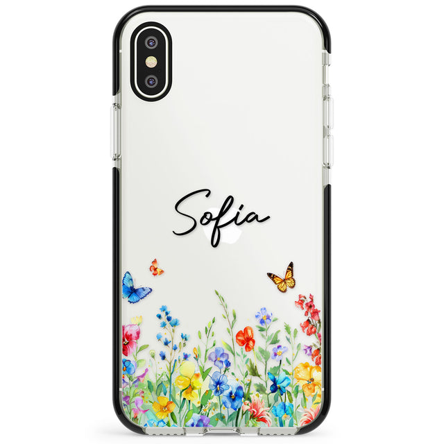 Personalised Buterflies & Wildflowers Phone Case for iPhone X XS Max XR