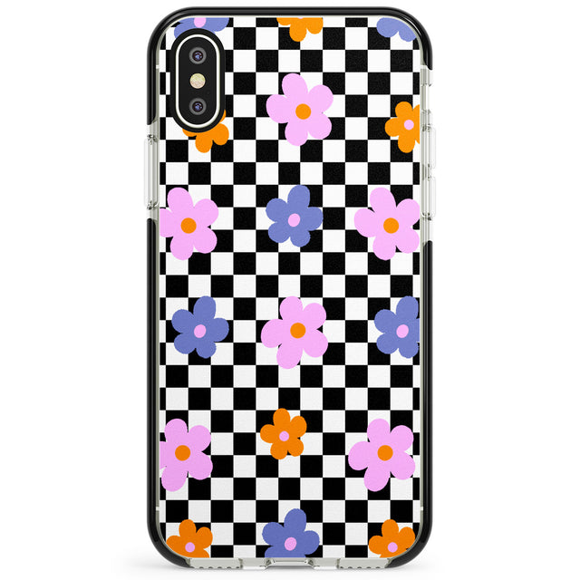 Checkered Blossom Phone Case for iPhone X XS Max XR