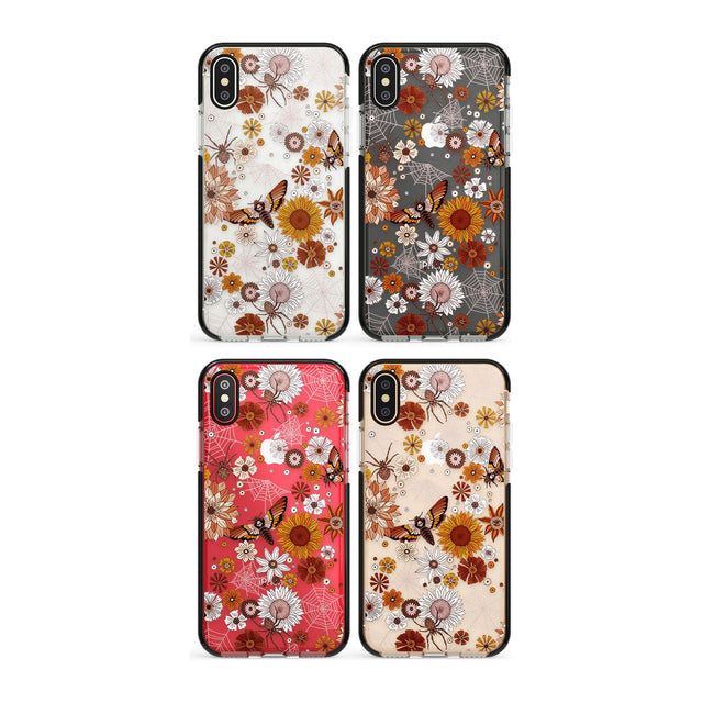 Halloween Skulls and Flowers Phone Case for iPhone X XS Max XR