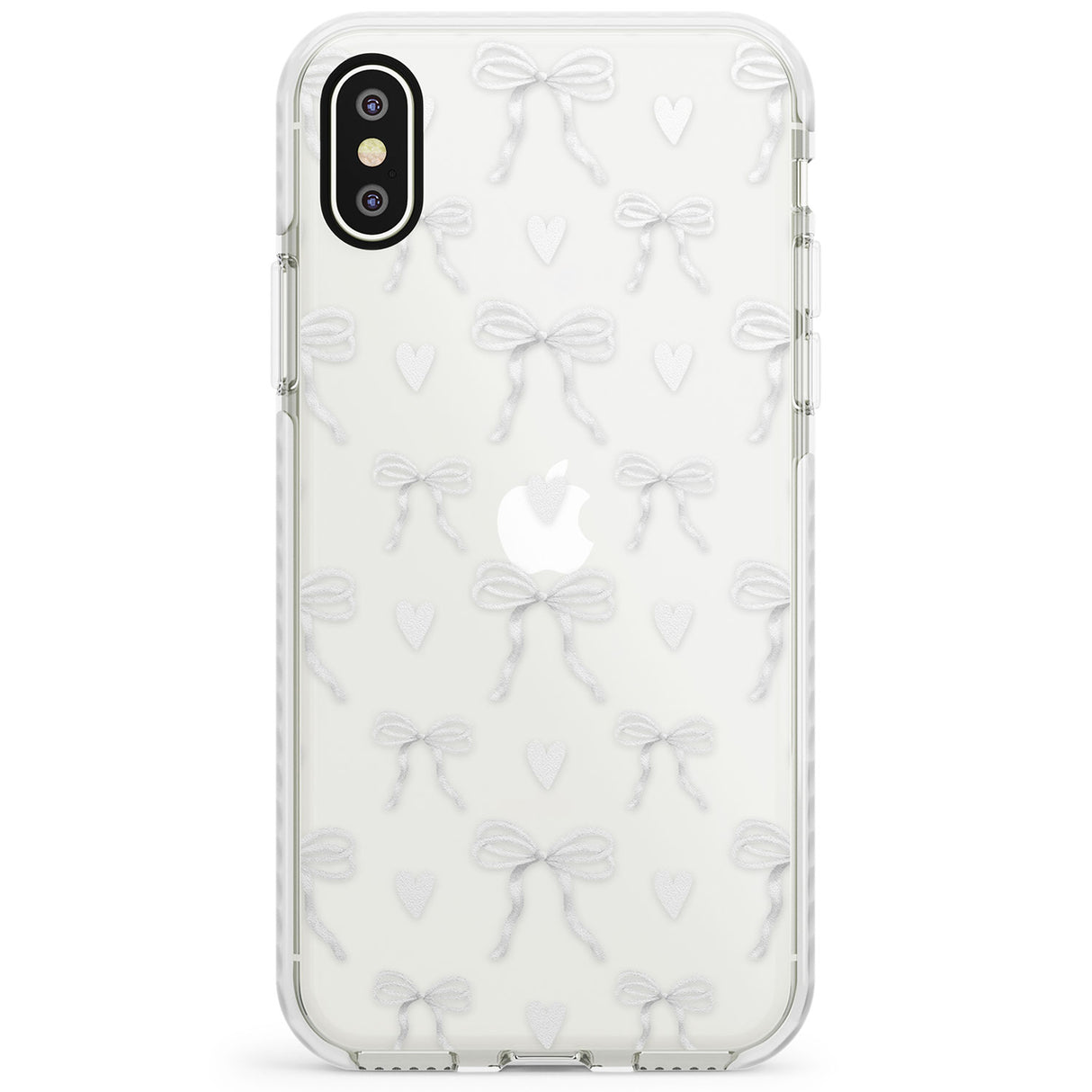 White Bows & Hearts Impact Phone Case for iPhone X XS Max XR