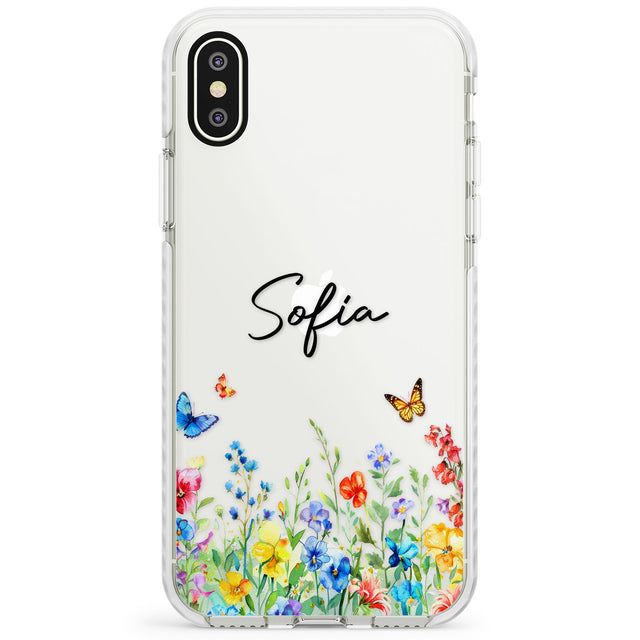 Personalised Buterflies & Wildflowers Impact Phone Case for iPhone X XS Max XR