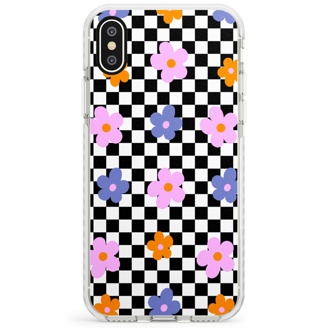 Checkered Blossom Impact Phone Case for iPhone X XS Max XR