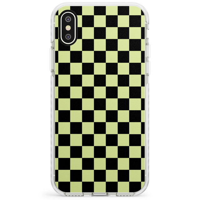 Black & Lime Check Impact Phone Case for iPhone X XS Max XR