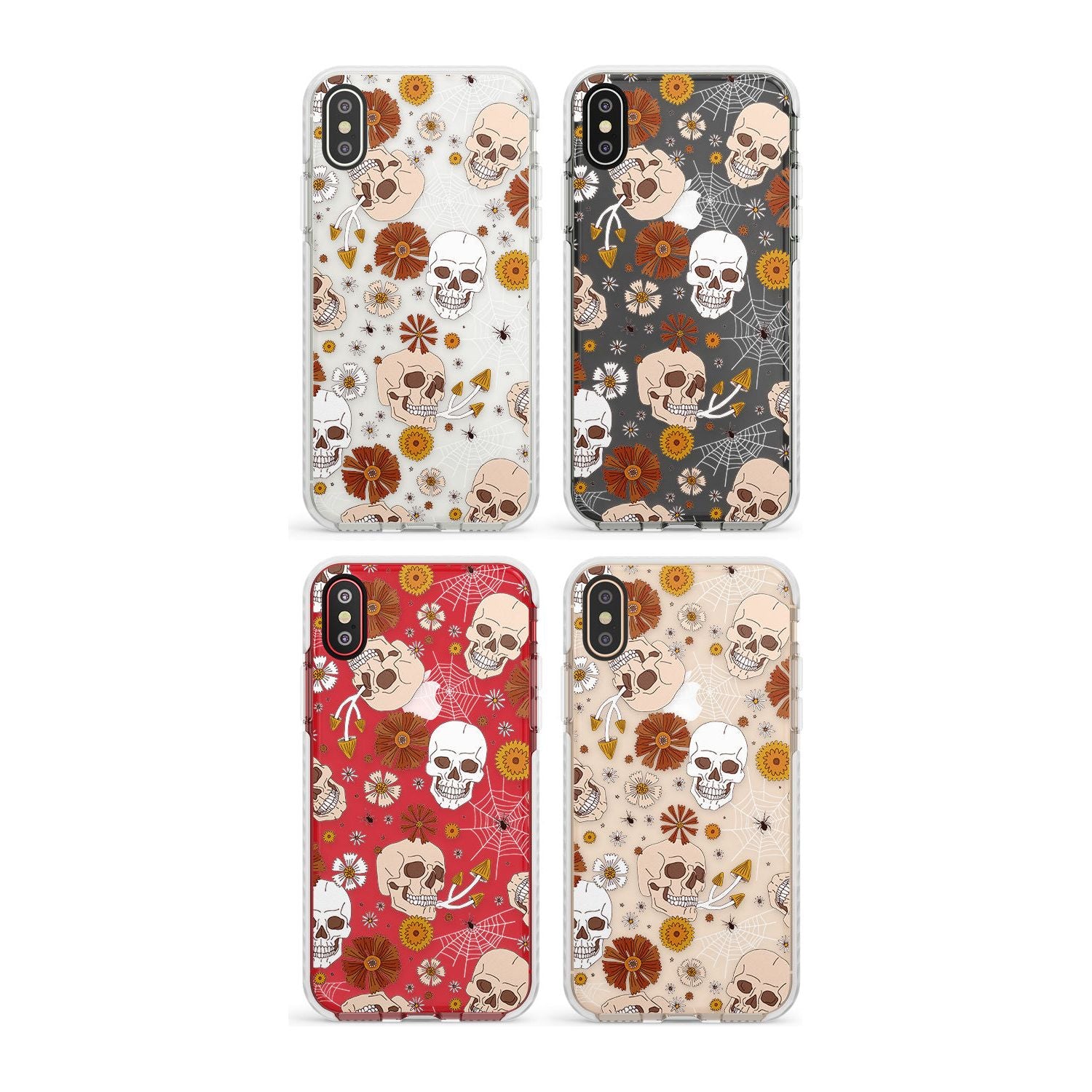 Halloween Skulls and Flowers Phone Case for iPhone X XS Max XR