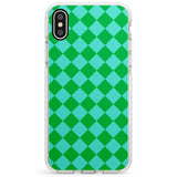 Retro Green Diamond Plaid Impact Phone Case for iPhone X XS Max XR