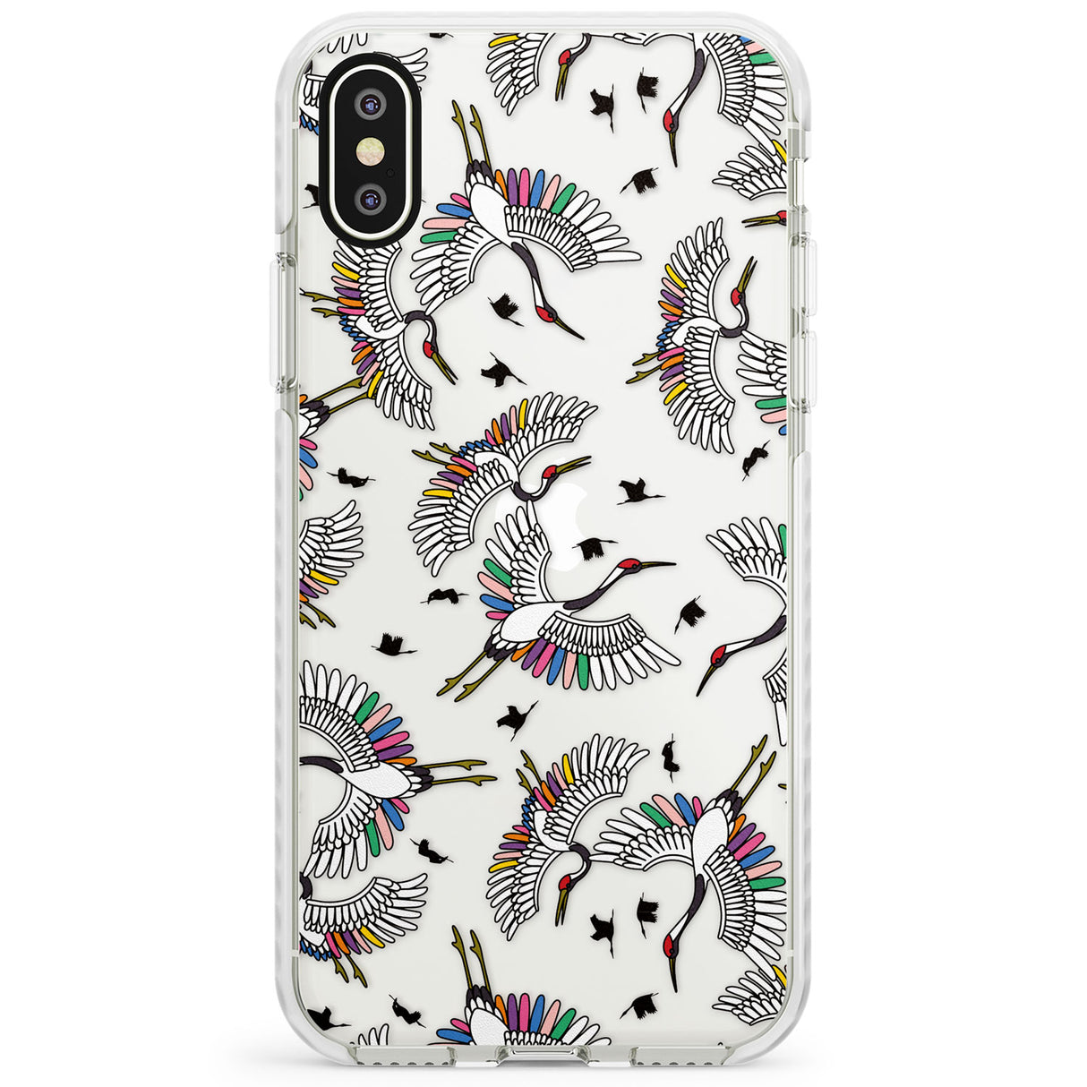Colourful Crane Pattern Impact Phone Case for iPhone X XS Max XR