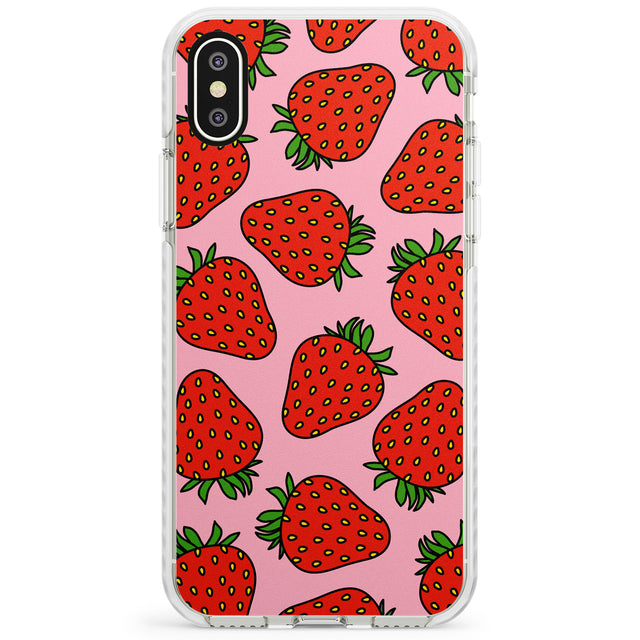 Strawberry Pattern (Pink) Impact Phone Case for iPhone X XS Max XR