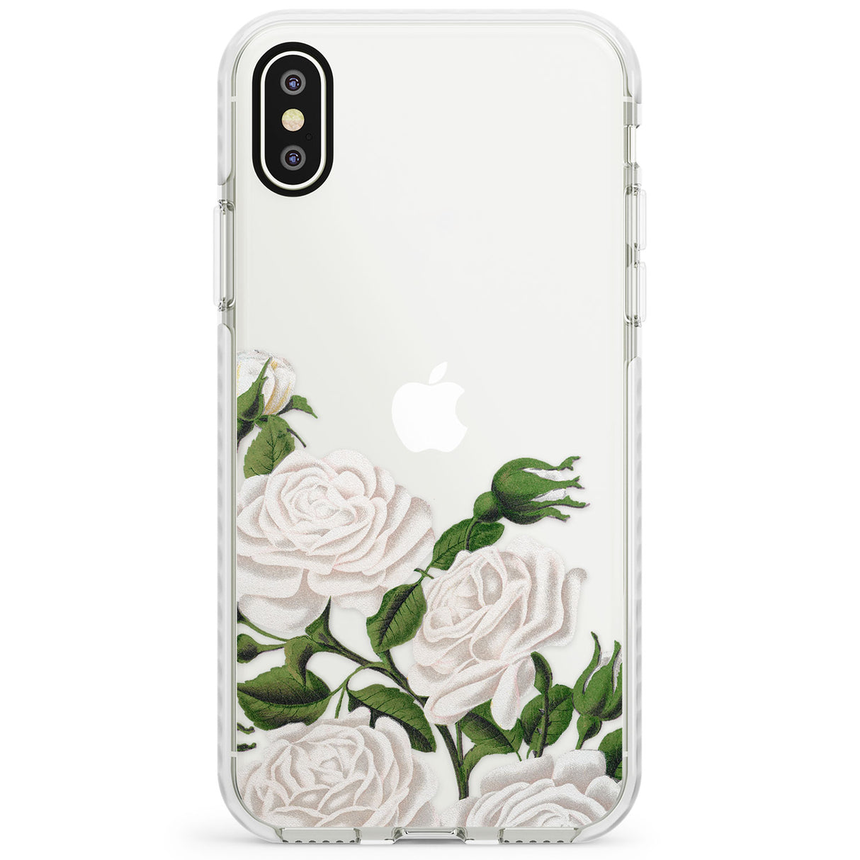 White Vintage Painted Flowers Impact Phone Case for iPhone X XS Max XR