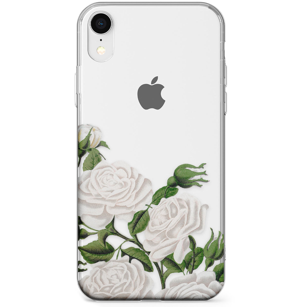 White Vintage Painted Flowers Phone Case for iPhone X, XS Max, XR