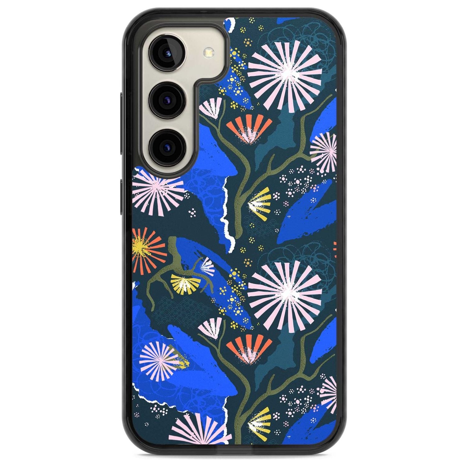 Dark Botanicals Abstract Pattern Phone Case Samsung S22 / Black Impact Case,Samsung S23 / Black Impact Case Blanc Space