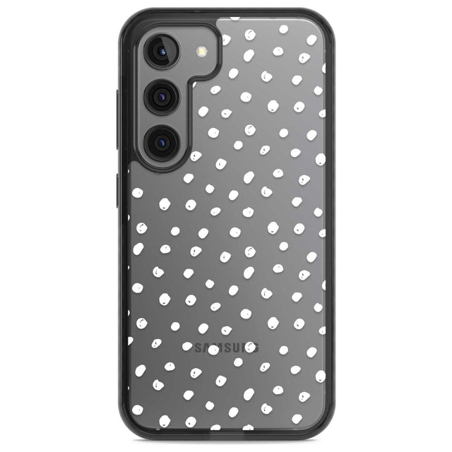 Messy White Dot Pattern Phone Case Samsung S22 / Black Impact Case,Samsung S23 / Black Impact Case Blanc Space