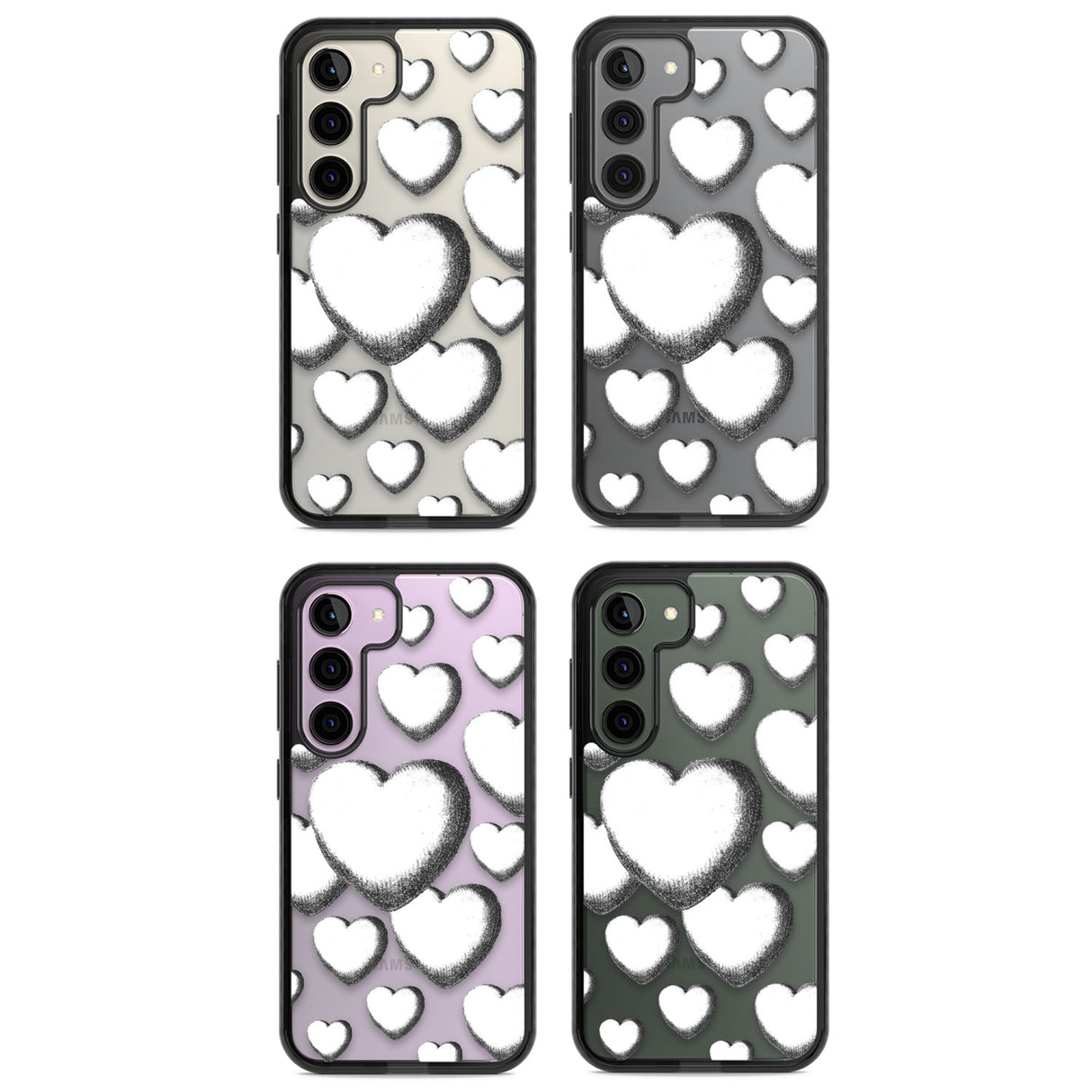 Hand-Drawn Hearts Impact Phone Case for Samsung Galaxy S24, Samsung Galaxy S23, Samsung Galaxy S22