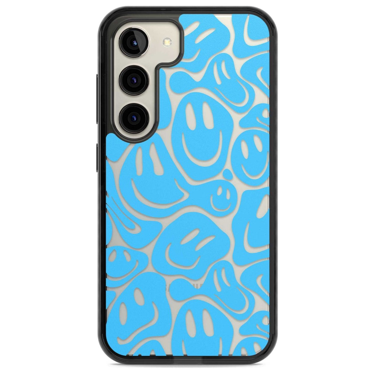 Blue Acid Faces Phone Case Samsung S22 / Black Impact Case,Samsung S23 / Black Impact Case Blanc Space