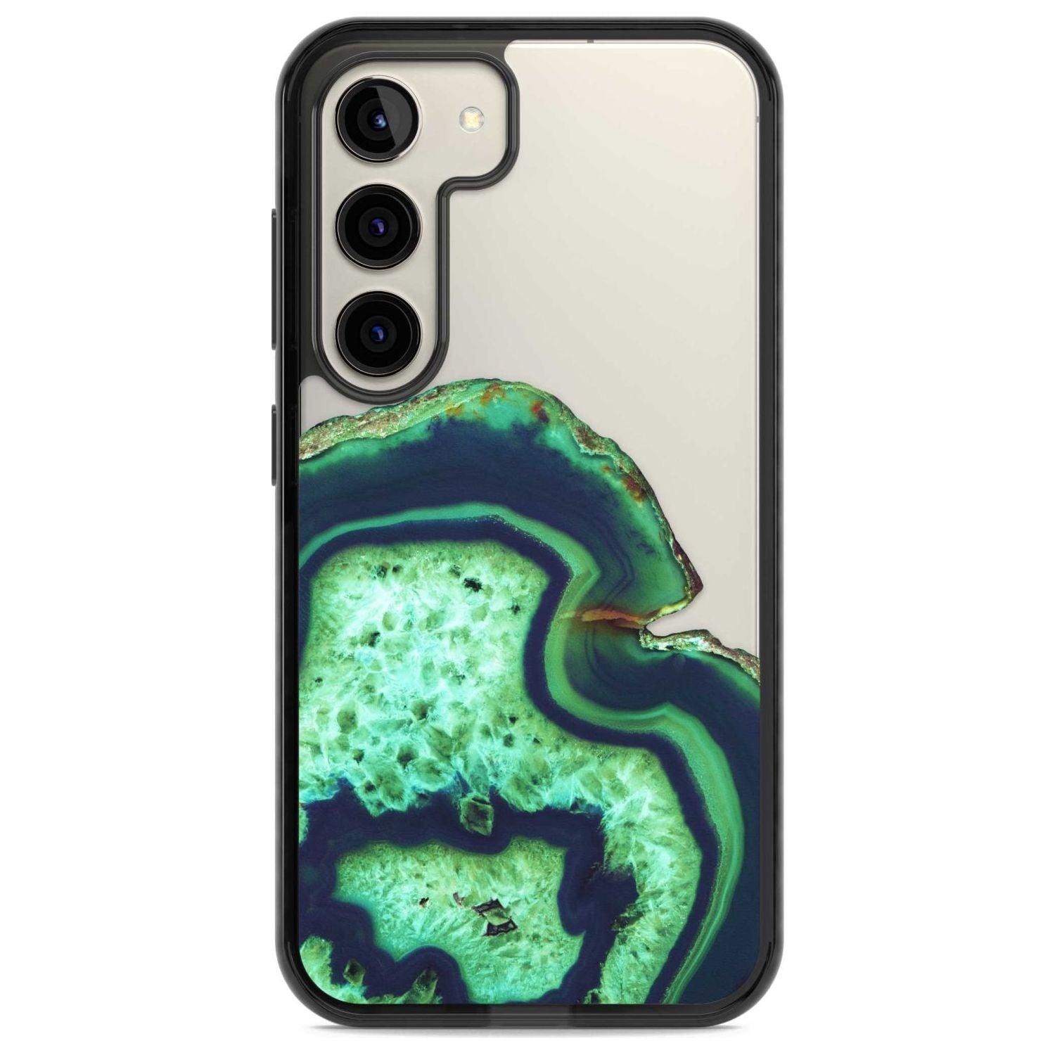 Neon Green & Blue Agate Crystal Transparent Design Phone Case Samsung S22 / Black Impact Case,Samsung S23 / Black Impact Case Blanc Space