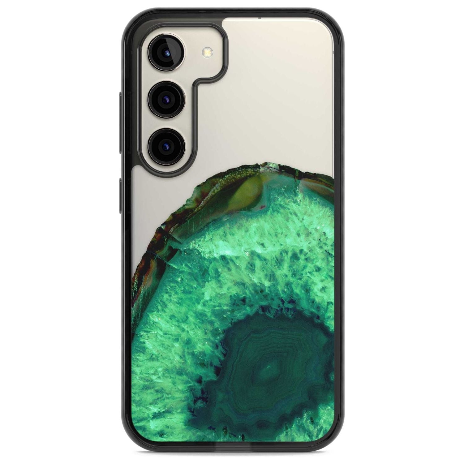 Emerald Green Gemstone Crystal Clear Design Phone Case Samsung S22 / Black Impact Case,Samsung S23 / Black Impact Case Blanc Space