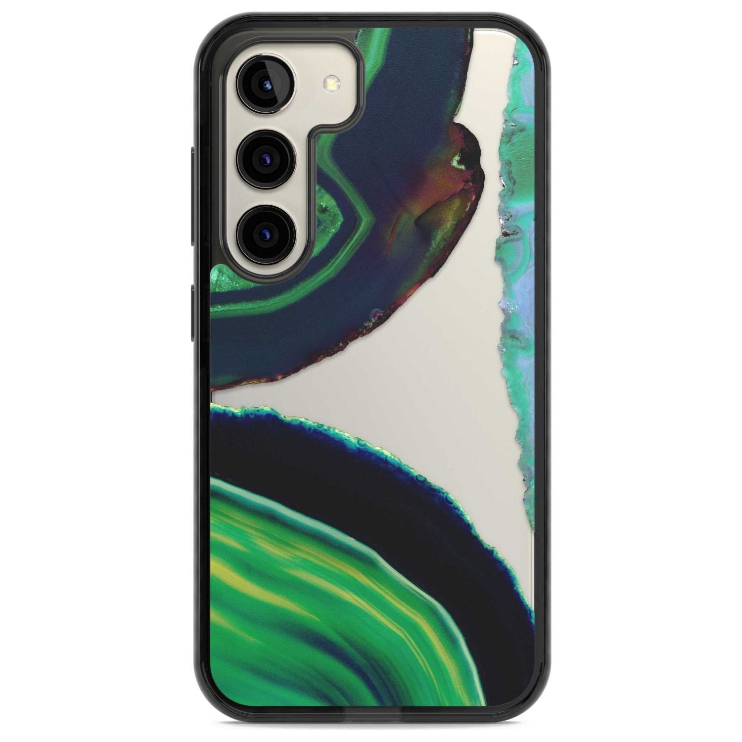 Green & Navy Gemstone Crystal Clear Design Phone Case Samsung S22 / Black Impact Case,Samsung S23 / Black Impact Case Blanc Space