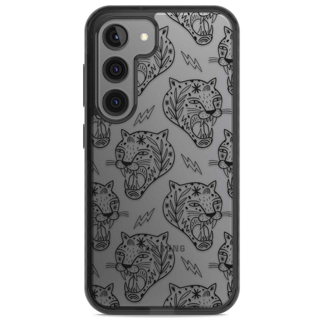 Black Tiger Roar Pattern Phone Case Samsung S22 / Black Impact Case,Samsung S23 / Black Impact Case Blanc Space