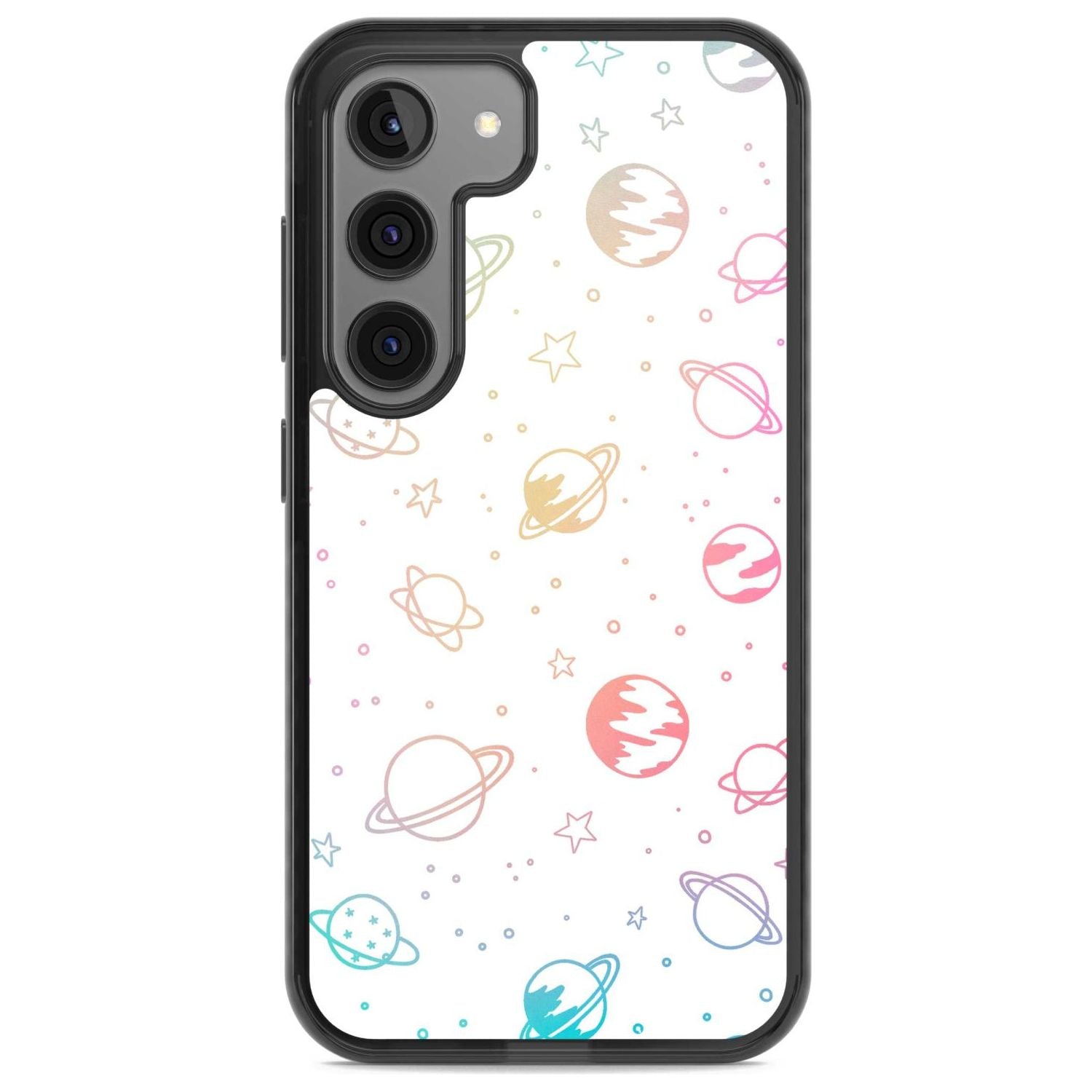 Cosmic Outer Space Design Pastels on White Phone Case Samsung S22 / Black Impact Case,Samsung S23 / Black Impact Case Blanc Space
