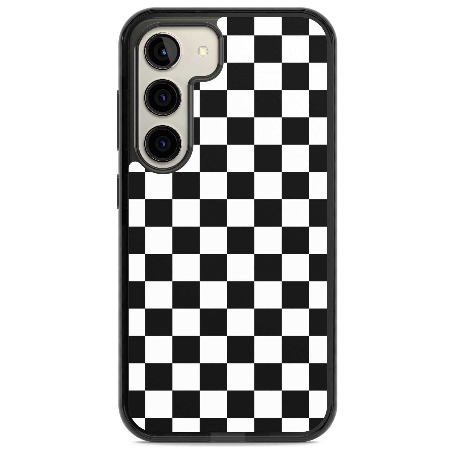 Black Checkered Phone Case Samsung S22 / Black Impact Case,Samsung S23 / Black Impact Case Blanc Space