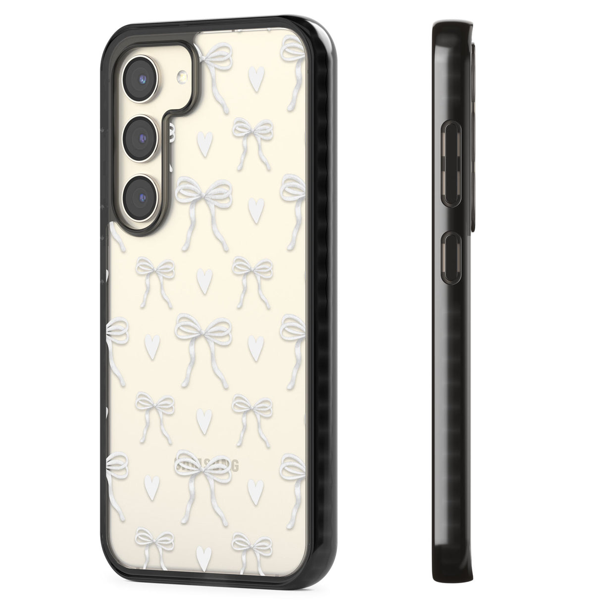 White Bows & Hearts Impact Phone Case for Samsung Galaxy S24, Samsung Galaxy S23, Samsung Galaxy S22