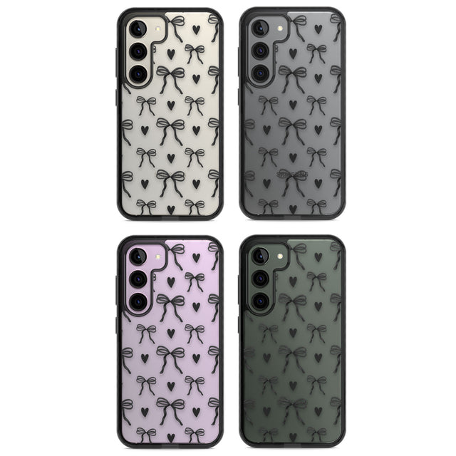 Black Bows & Hearts Impact Phone Case for Samsung Galaxy S24, Samsung Galaxy S23, Samsung Galaxy S22