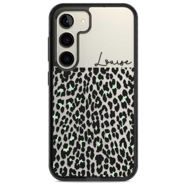 Personalised Seafoam Green & Cursive Leopard Spots Custom Phone Case Samsung S22 / Black Impact Case,Samsung S23 / Black Impact Case Blanc Space